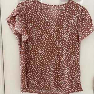✅3/$15 Brown and White Spotted Blouse